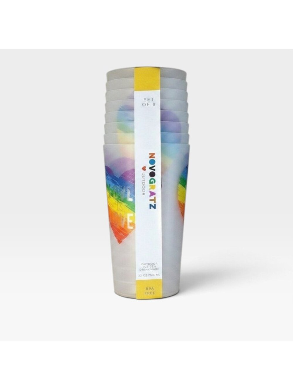 Novogratz Love is Love Outdoor Cups & Tumblers 32oz Set BPA Free LGBTQ Pride New